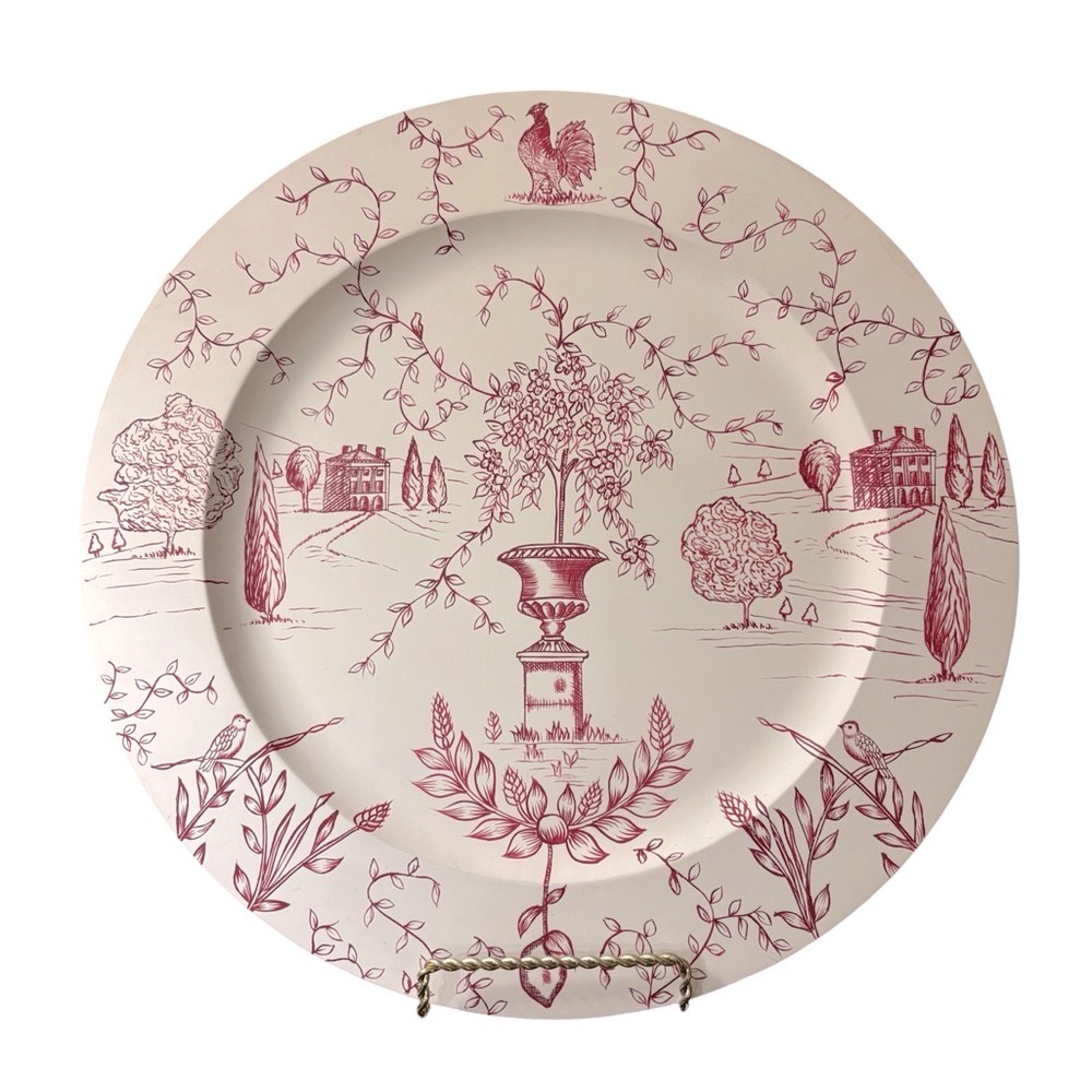 Wedgwood Toile Elegant Red and White Decorative Plate “Joie de vivre” Collection